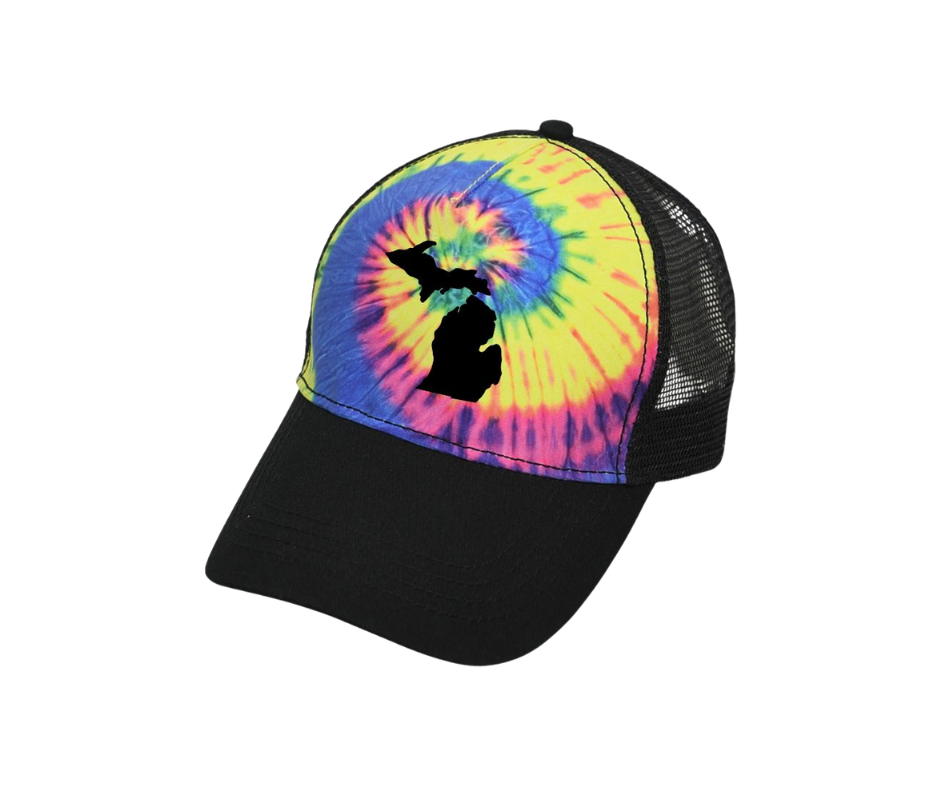 Snapback Hat: Tie Dye Michigan Map