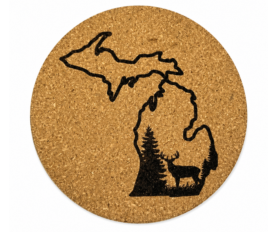 CC-M: Michigan Deer in the Woods Cork Coaster