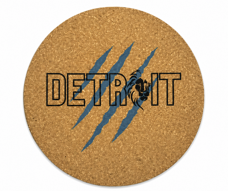 CC-P: Detroit Claw Cork Coaster