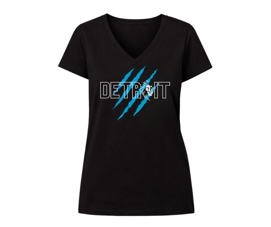 V-Neck: V13 - Womans Relaxed Fit Detroit Claw (Black)