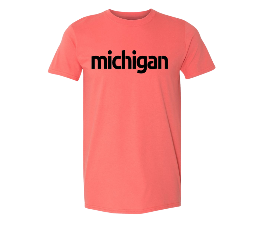 T-Shirt: Michigan Est. 1837 (Coral)