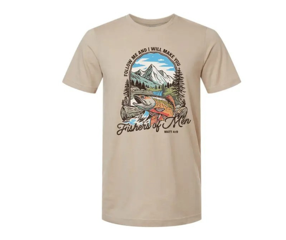 T-Shirt: T149 -  Fishers of Men - Matt 4:19 (Sand)