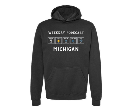 Hoodies: Michigan Weekday Forecast (Black)
