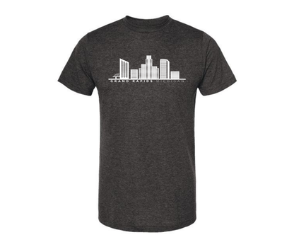 T-Shirt: Grand Rapids Skyline (H. Graphite)