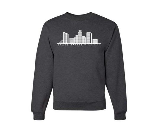 Crewneck: C5 - Grand Rapids Skyline (Black Heather)