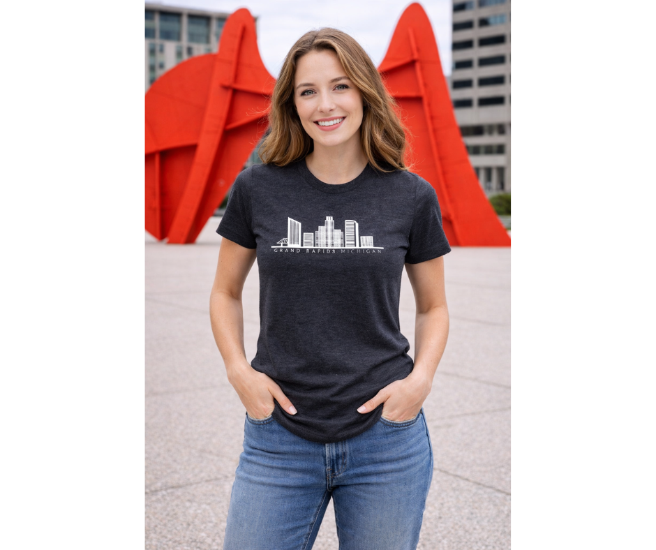 T-Shirt: Grand Rapids Skyline (H. Graphite)