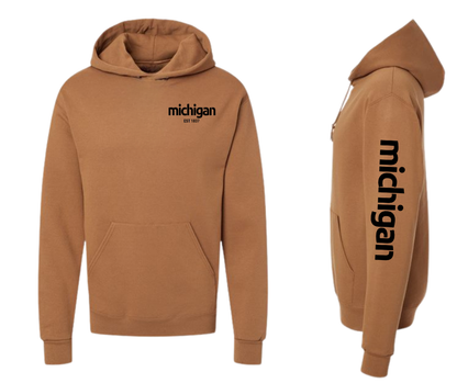 Hoodies: Michigan Est. 1837 (Golden Pecan)