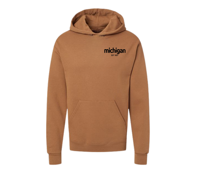Hoodies: Michigan Est. 1837 (Golden Pecan)