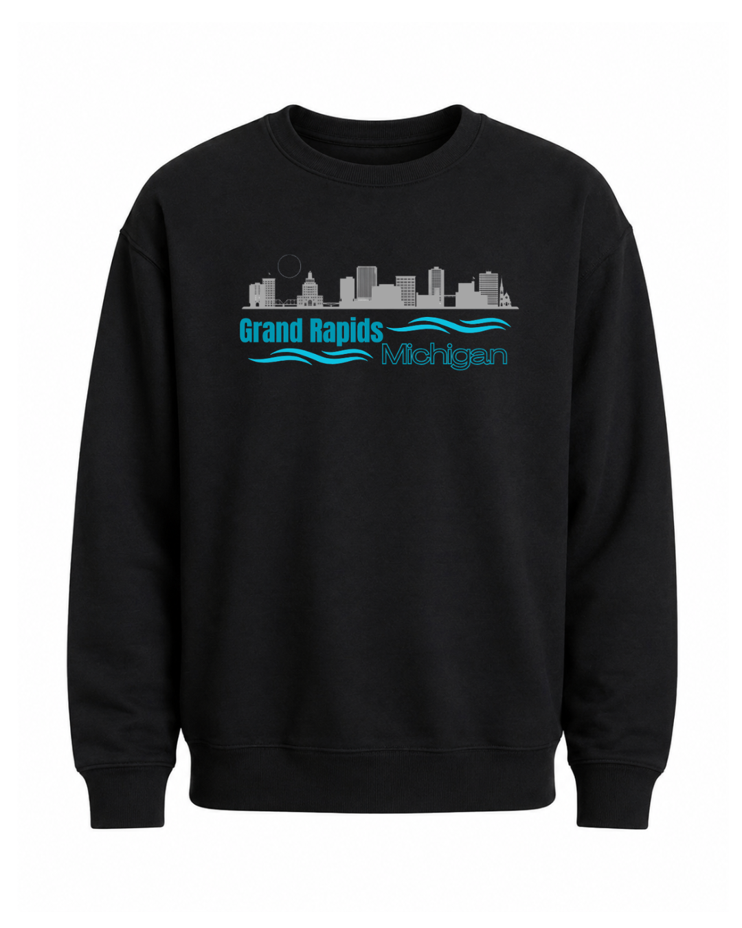 Crewneck: Grand Rapids Wave (Black)
