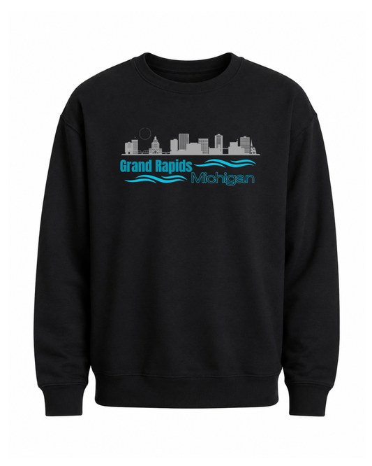 Crewneck: Grand Rapids Wave (Black)