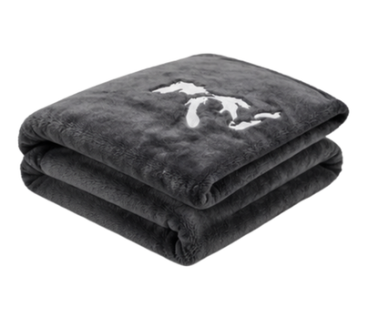 B1: Michigan Great Lakes Embroidered Blanket - Grey
