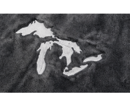 B1: Michigan Great Lakes Embroidered Blanket - Grey