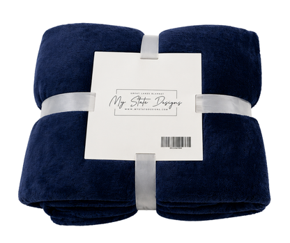 B2: Michigan Great Lakes Embroidered Blanket - Navy