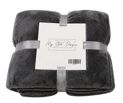 B1: Michigan Great Lakes Embroidered Blanket - Grey