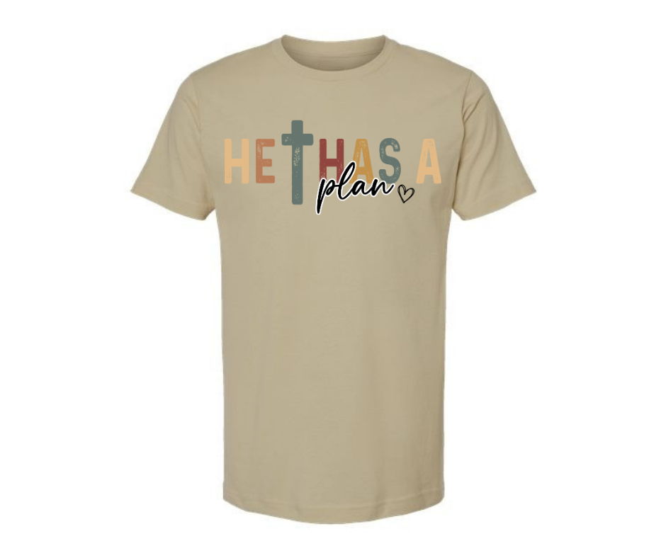 T-Shirt: T144 - He has a Plan, You have a Purpose (Sand)