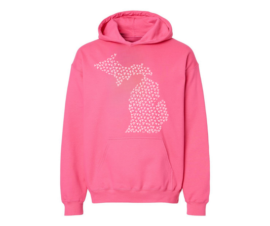Hoodies: Michigan Hearts (Pink Lemonade)