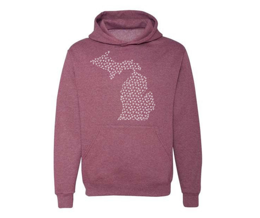 Hoodies: Michigan Hearts (Vintage Heather Maroon)