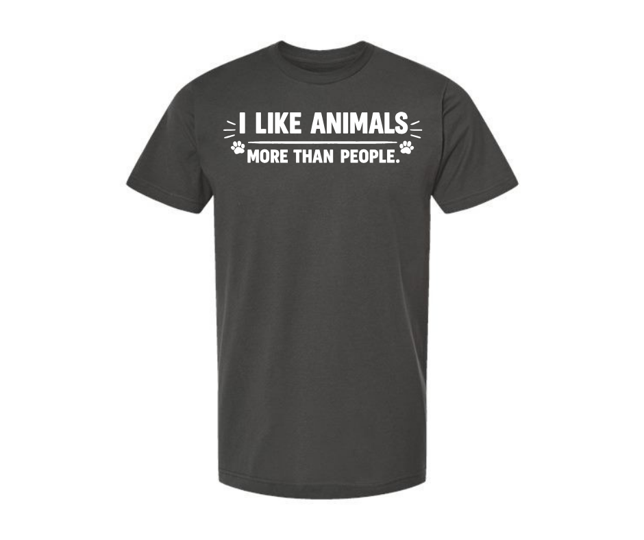 T-Shirt: T140A - I Like Animals More Than People (Charcoal)
