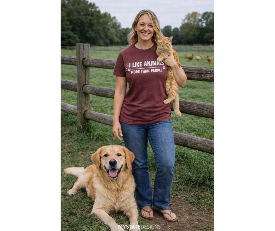T-Shirt: T140B - I Like Animals More Than People (H. Burgundy)