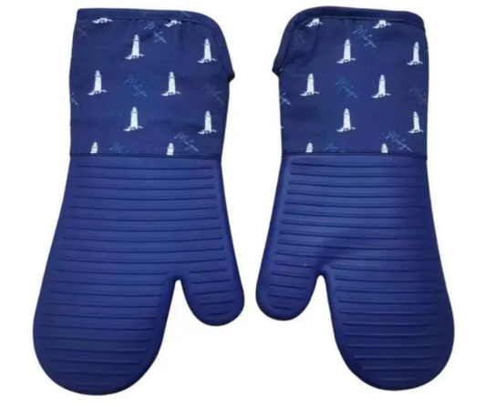 OM3: Michigan Lighthouse Silicone Oven Mitt - Navy