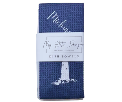 WDT6: Michigan Lighthouse Waffle Dish Towel