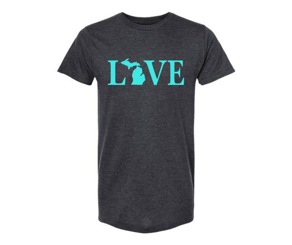 T-Shirt: Michigan Mint Love Text