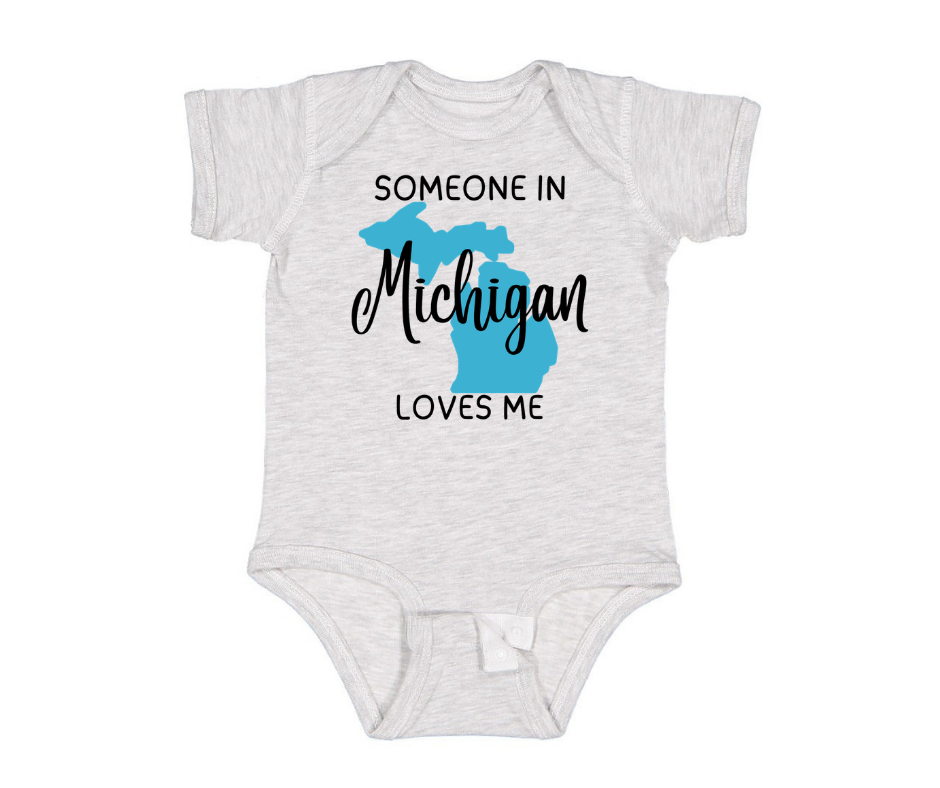 Youth Onesie: Someone in Michigan Loves Me (Ash)