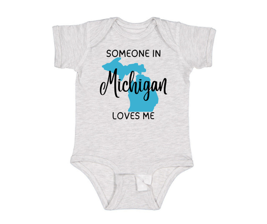 Youth Onesie: Someone in Michigan Loves Me (Ash)
