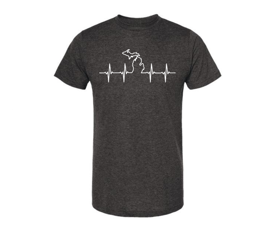 T-Shirt: T35B - Michigan Heartbeat (H. Graphite)
