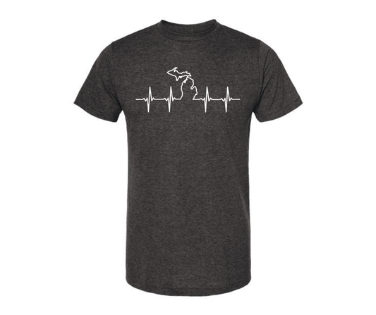 T-Shirt: T35B - Michigan Heartbeat (H. Graphite)