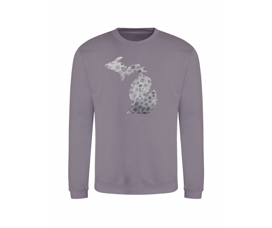 Crewneck: Michigan Map Petoskey (Dusty Lilac)