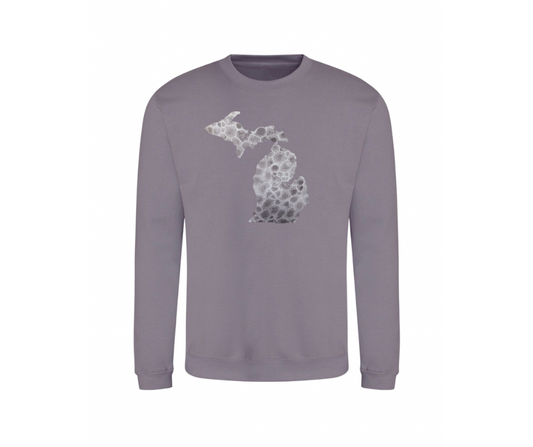 Crewneck: Michigan Map Petoskey (Dusty Lilac)