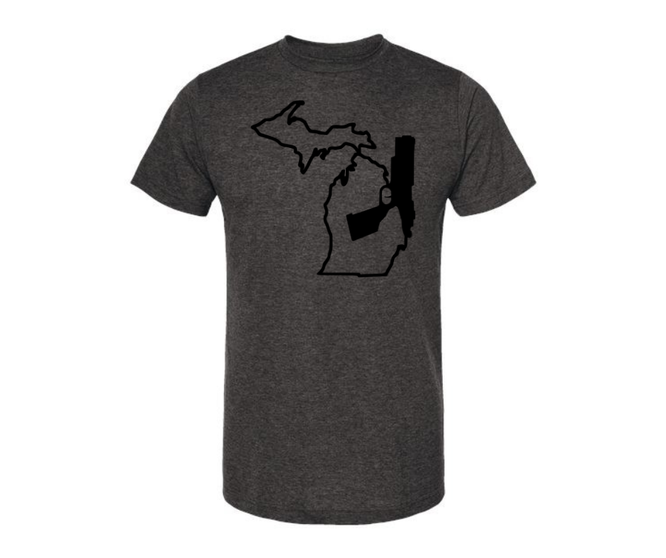 T-Shirt: T22B- Michigan Pistol (H. Graphite)