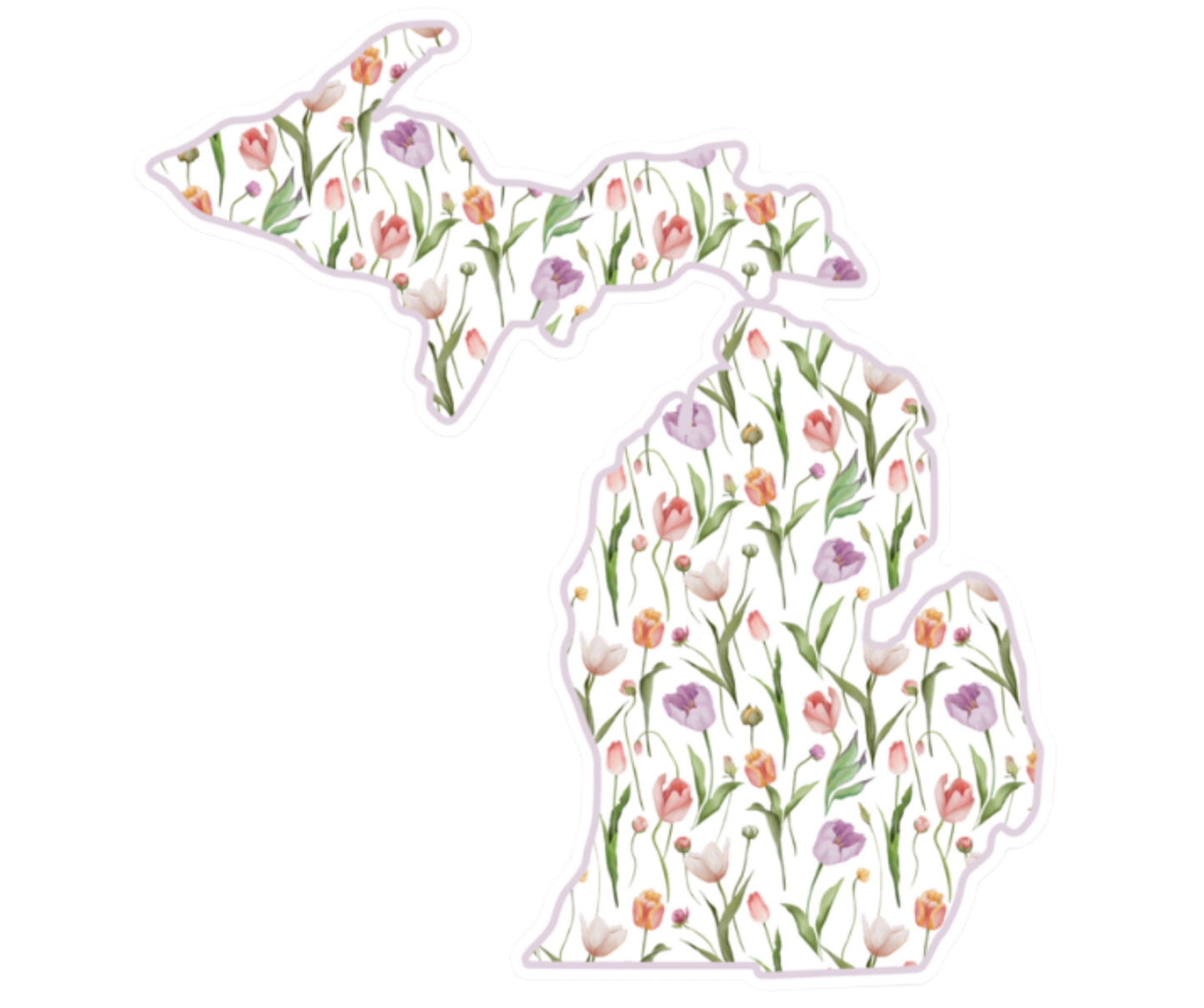 P105: Michigan Map Tulips Decal