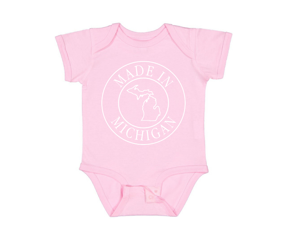 Youth Onesie: Made in Michigan - Pink