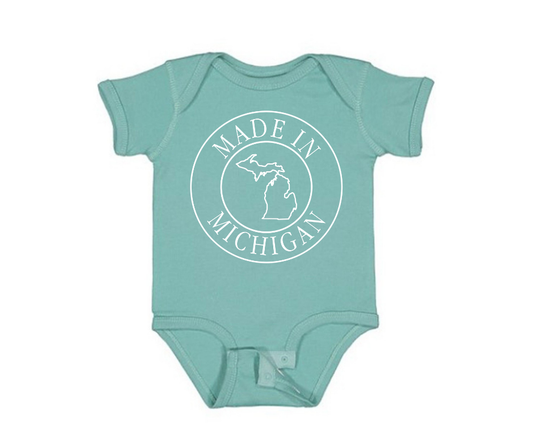 Youth Onesie: Made in Michigan - Saltwater