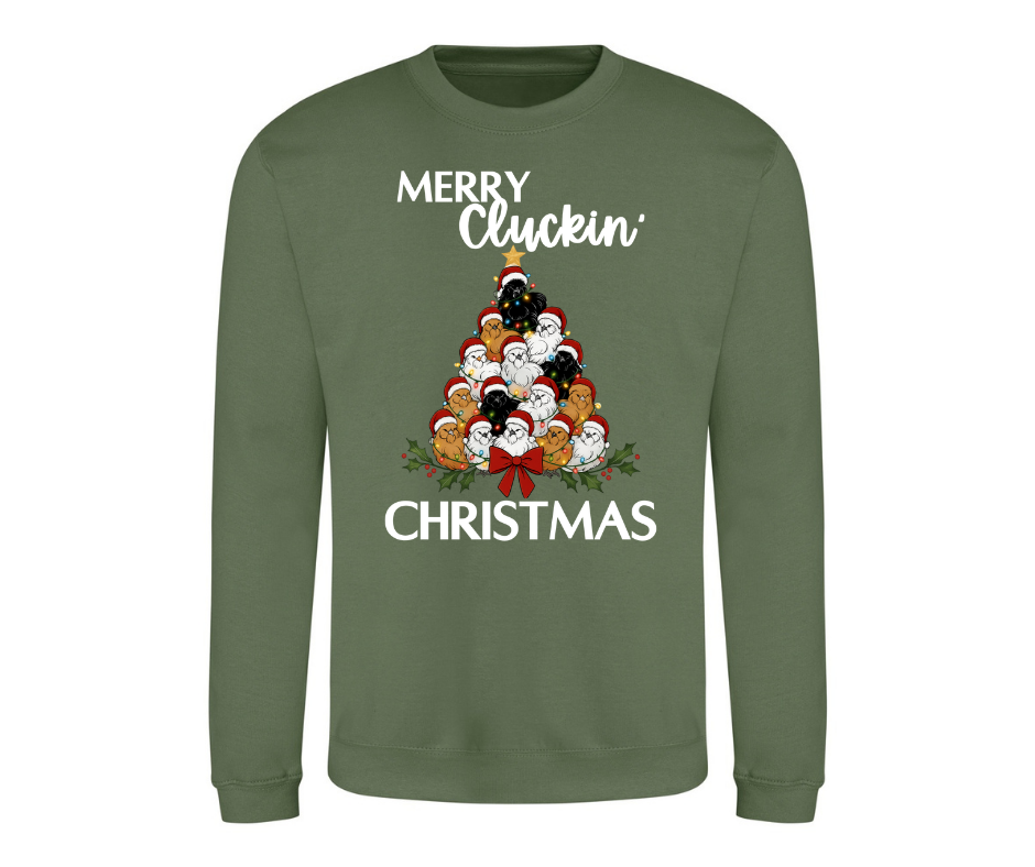 Crewneck: Merry Cluckin' Christmas (Earthy Green)