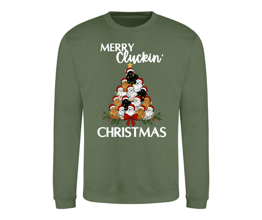 Crewneck: Merry Cluckin' Christmas (Earthy Green)