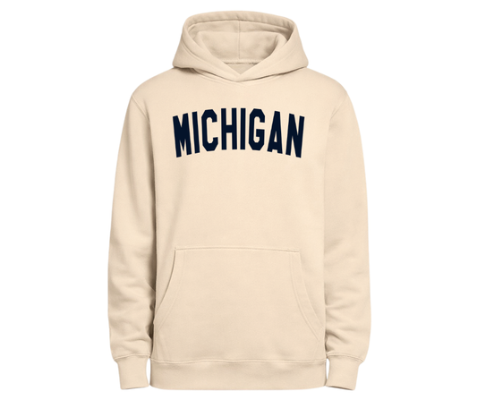 Hoodies: Michigan Navy Arch (Mushroom)