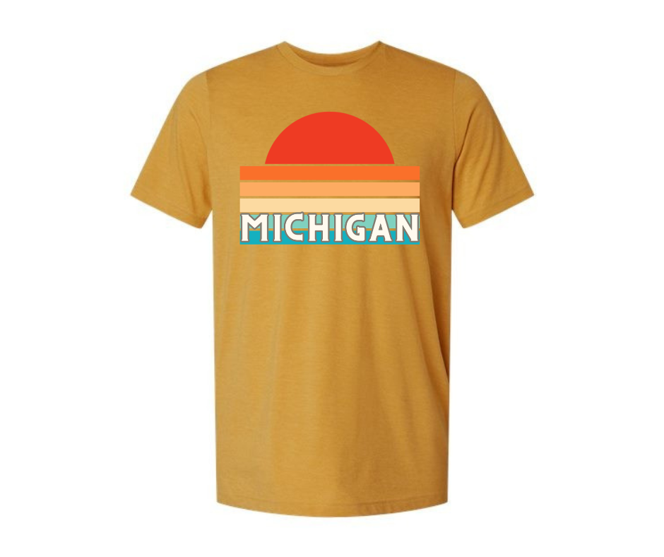 T-Shirt: T95A - Michigan Retro Sunset (H. Mustard)