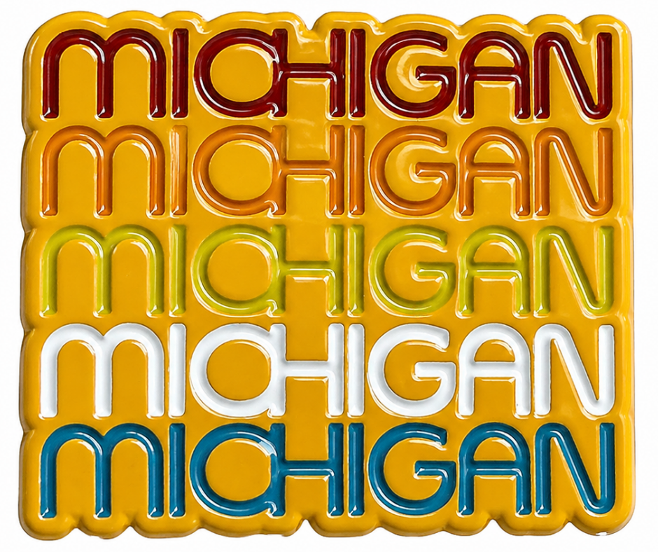 MP3: Michigan Retro Text Pin