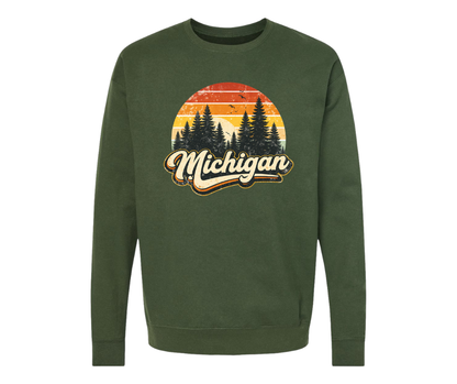 Crewneck: Michigan Retro Woods (Military Green)