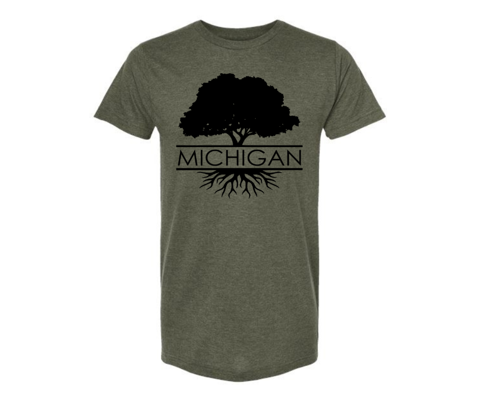 T-Shirt: Michigan Roots (H. Military Green)
