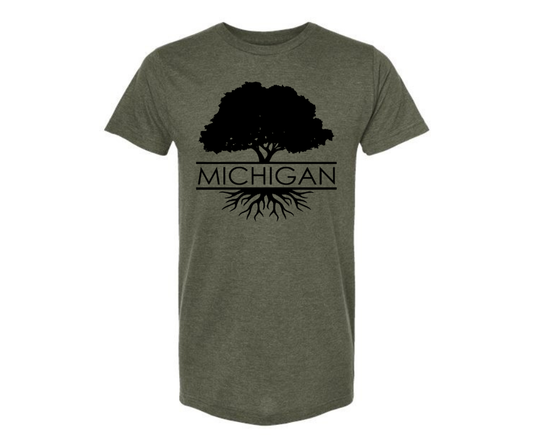 T-Shirt: T83A - Michigan Roots (H. Military Green)