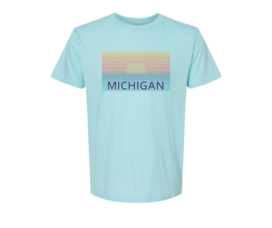 T-Shirt: T64A - Michigan Sunset (H. Purist Blue)
