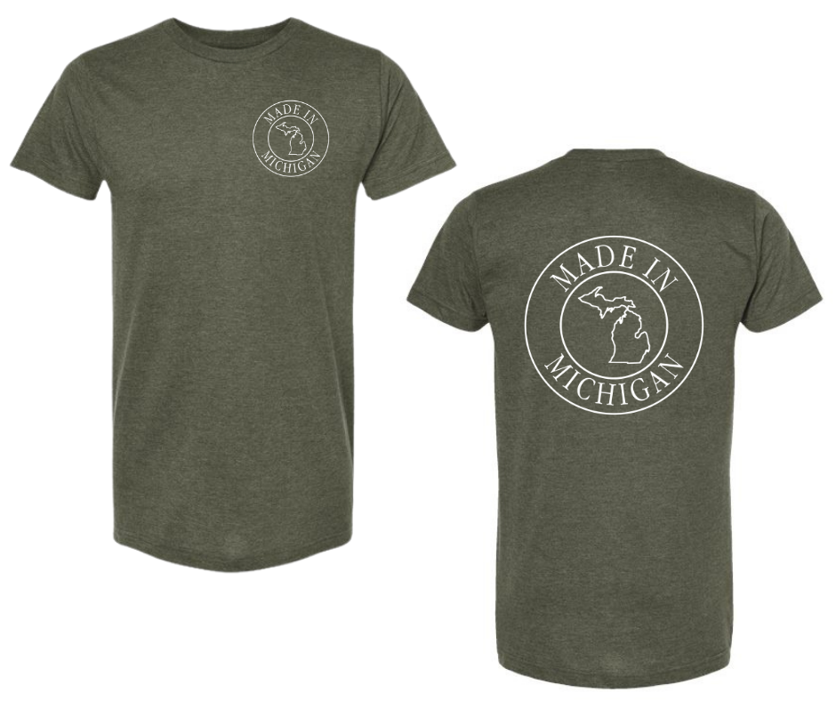 T-Shirt: T11 - Made in Michigan (H. Military Green)