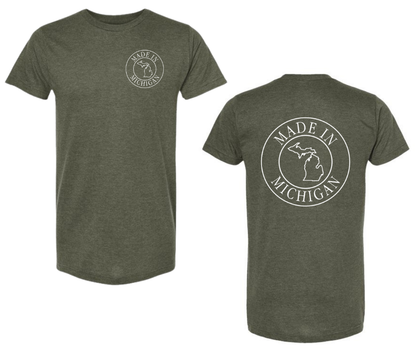T-Shirt: T11 - Made in Michigan (H. Military Green)