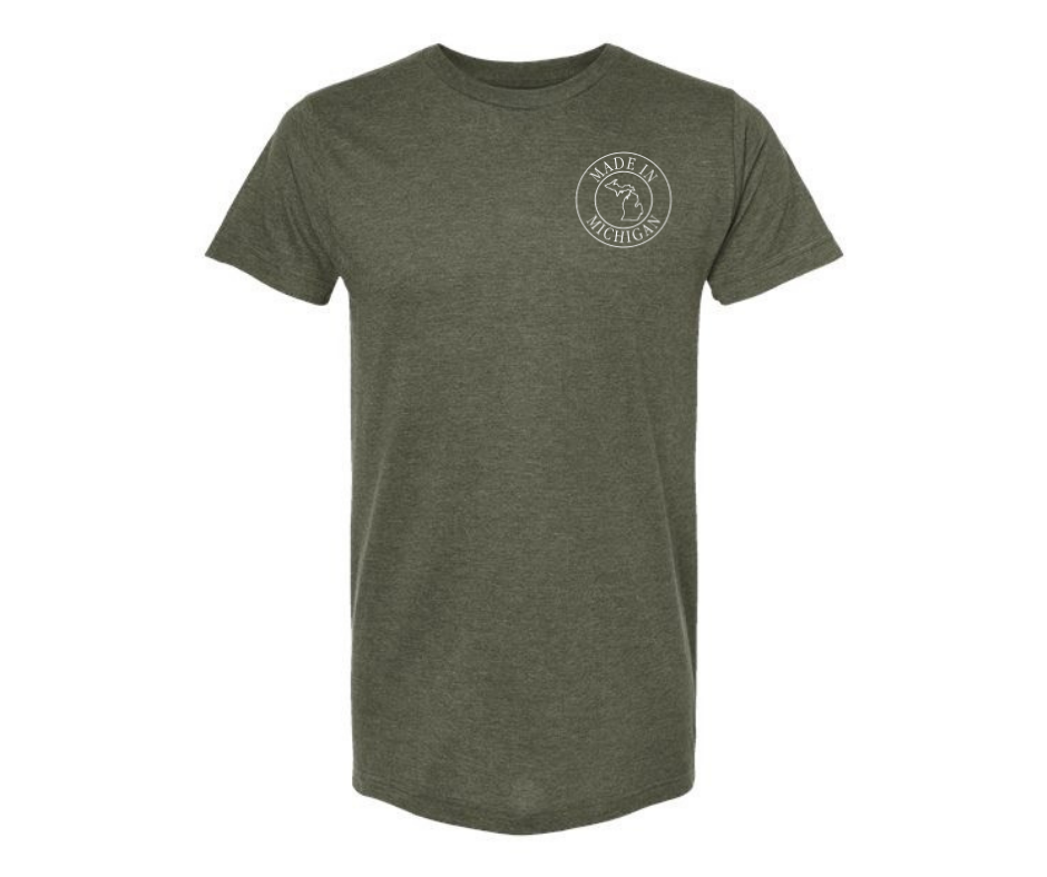 T-Shirt: T11 - Made in Michigan (H. Military Green)