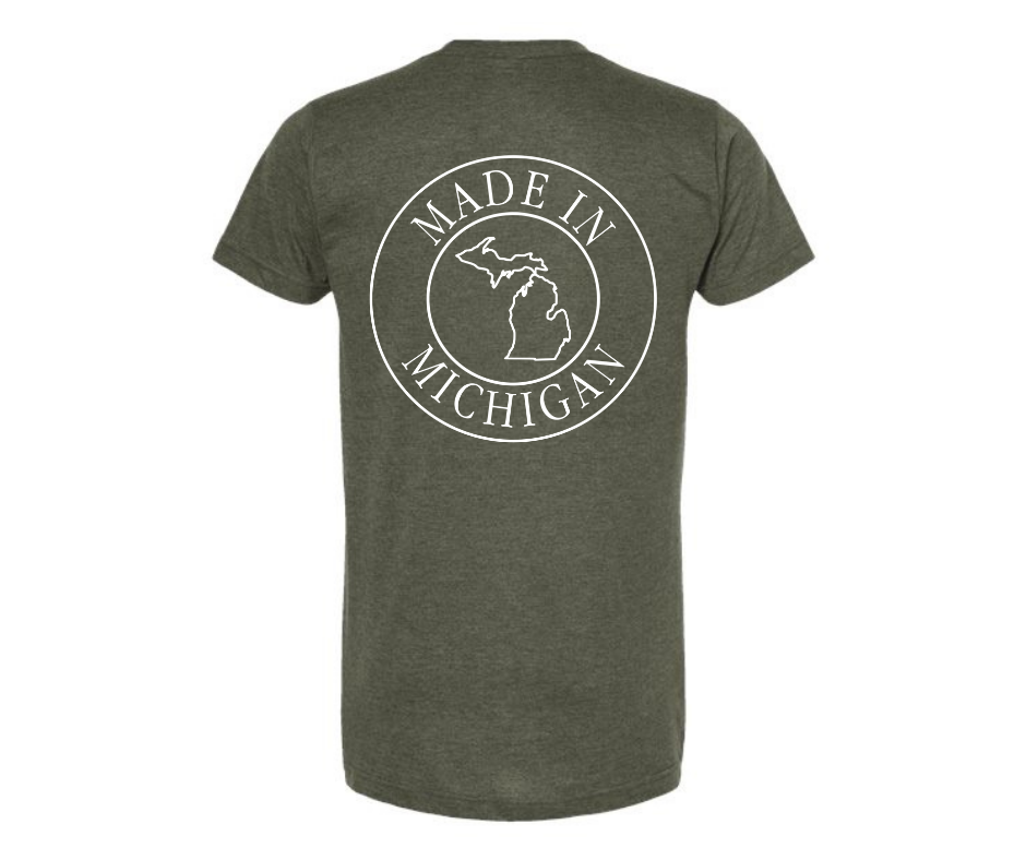 T-Shirt: T11 - Made in Michigan (H. Military Green)