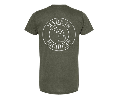 T-Shirt: T11 - Made in Michigan (H. Military Green)